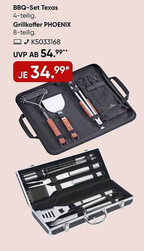 BBQ-Set Texas 4-teilig und Grillkoffer PHOENIX 8-teilig