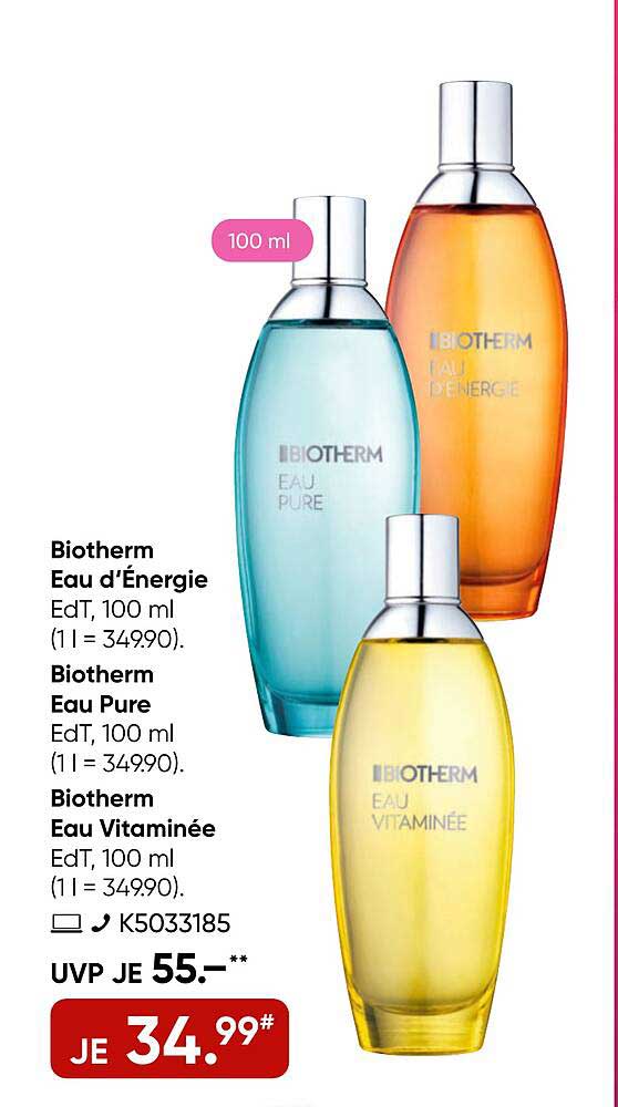 Biotherm Eau d’Énergie, Eau Pure und Eau Vitaminée 100 ml