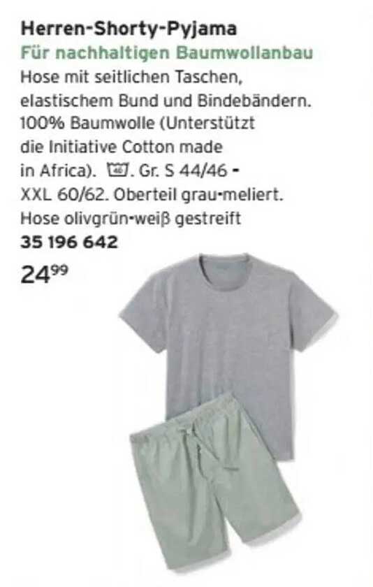 Herren-Shorty-Pyjama für nachhaltigen Baumwollanbau