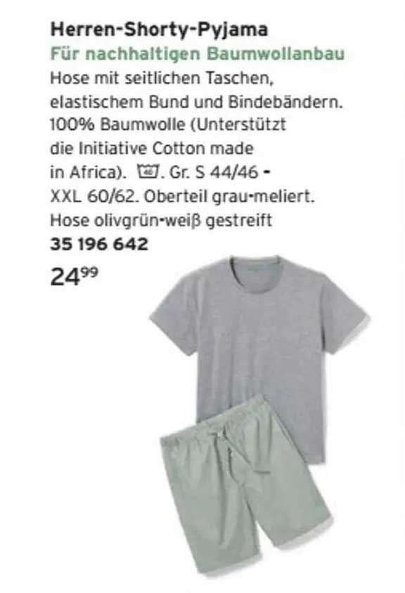 Herren-Shorty-Pyjama für nachhaltigen Baumwollanbau