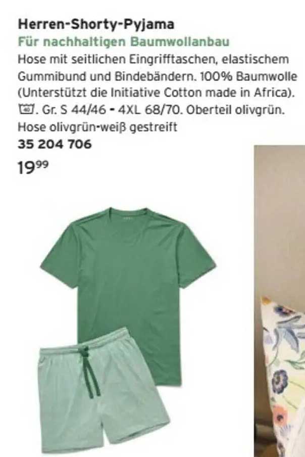 Herren-Shorty-Pyjama für nachhaltigen Baumwollanbau