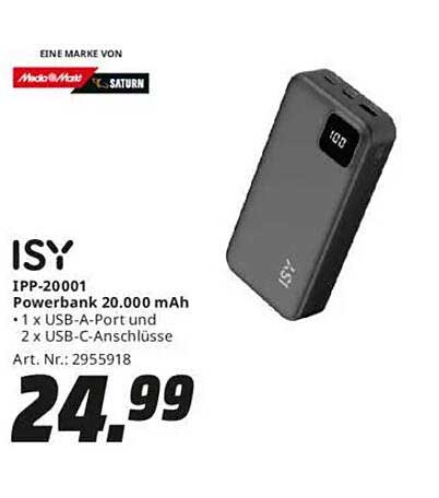 ISY Powerbank 20.000 mAh - Unverzichtbar für unterwegs
