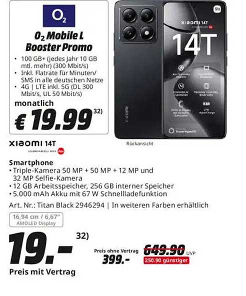 O2 Mobile L Booster Promo mit Xiaomi 14T