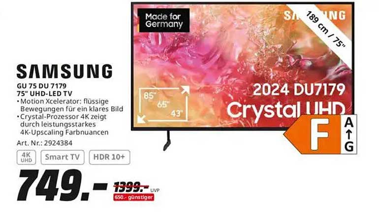 Samsung GU 75 DU 7179 75" UHD-LED TV