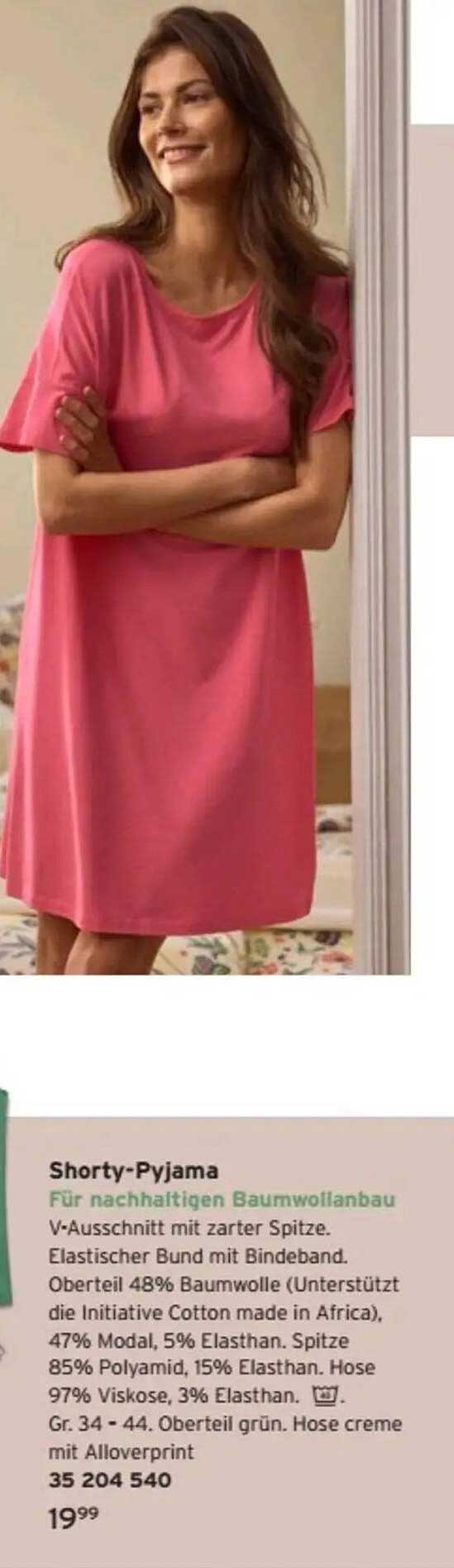 Shorty-Pyjama für nachhaltigen Baumwollanbau