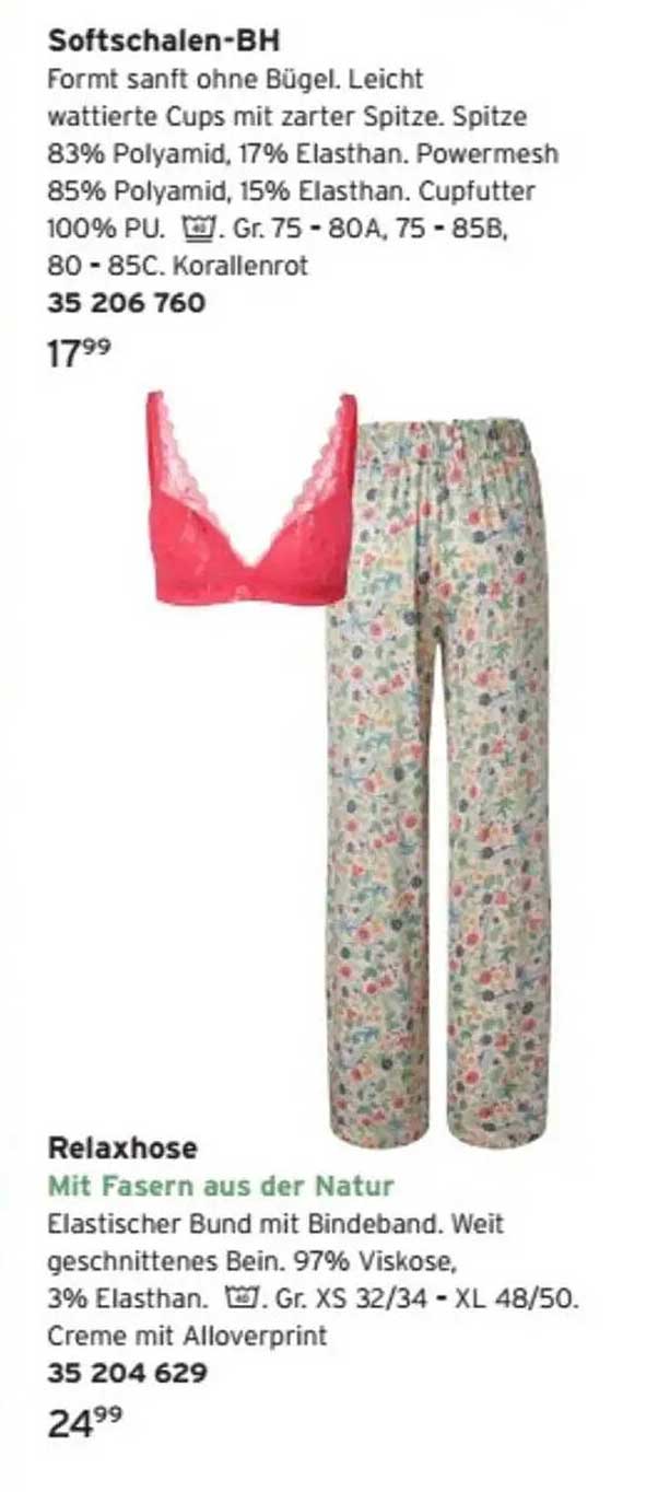 Softschalen-BH und Relaxhose mit Fasern aus der Natur