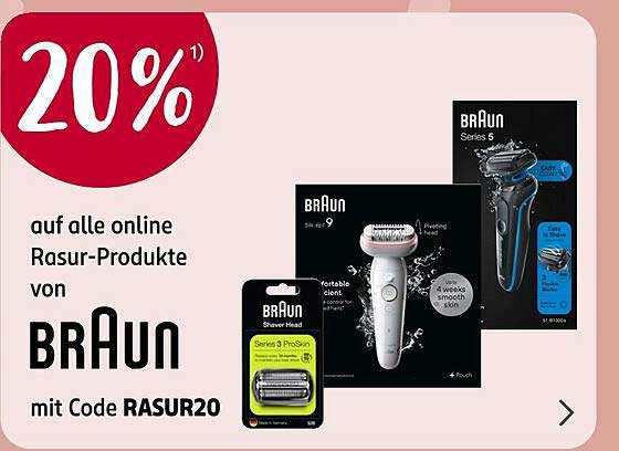 20% auf alle online Rasur-Produkte von Braun mit Code RASUR20