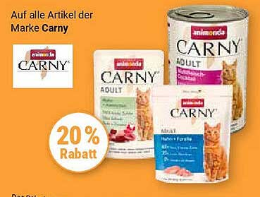 20% Rabatt auf alle Artikel der Marke Carny