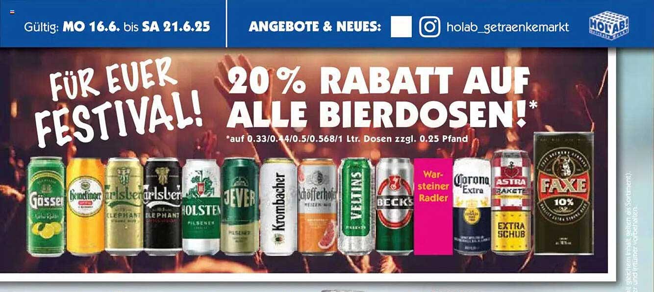 20 % Rabatt auf alle Bierdosen!
