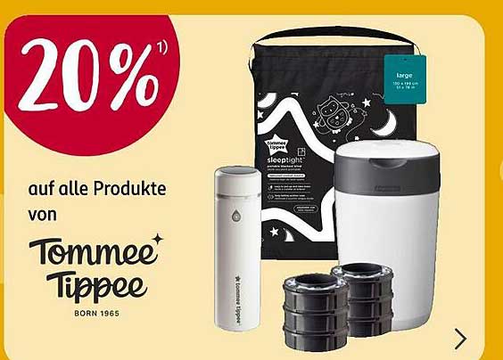 20% Rabatt auf alle Produkte von Tommee Tippee