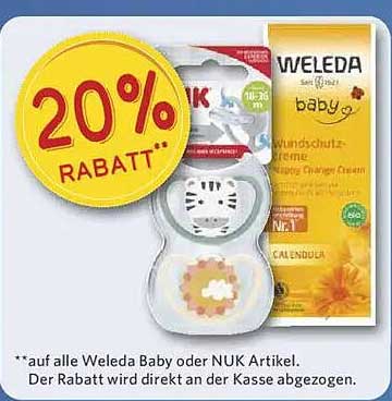 20% Rabatt auf alle Weleda Baby oder NUK Artikel