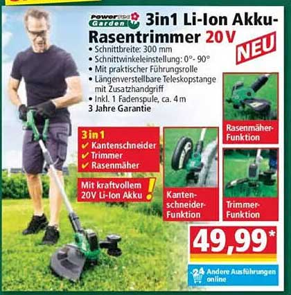 3in1 Li-Ion Akku-Rasentrimmer 20V