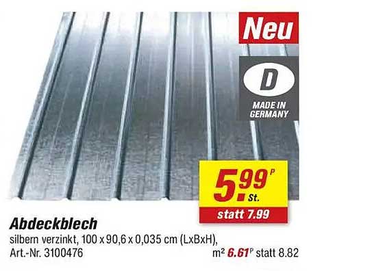 Abdeckblech silbern verzinkt 100 x 90,6 x 0,035 cm