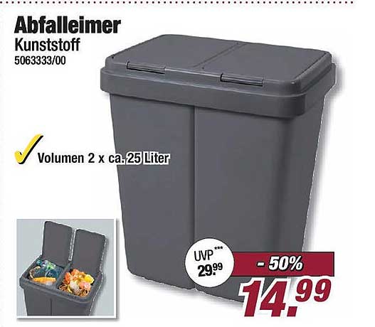 Abfalleimer Kunststoff 2 x ca. 25 Liter