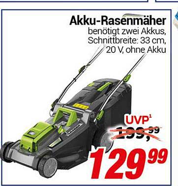 Akku-Rasenmäher - 33 cm Schnittbreite, 20 V, ohne Akku