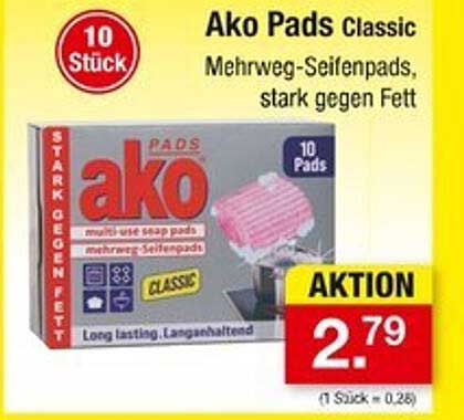 Ako Pads Classic - Mehrweg-Seifenpads, stark gegen Fett