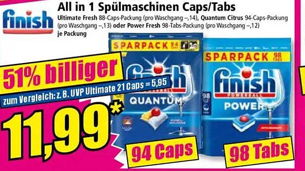All in 1 Spülmaschinen Caps/Tabs von Finish