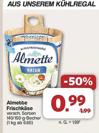 Almette Frischkäse 140/150-g-Becher (50% Rabatt)