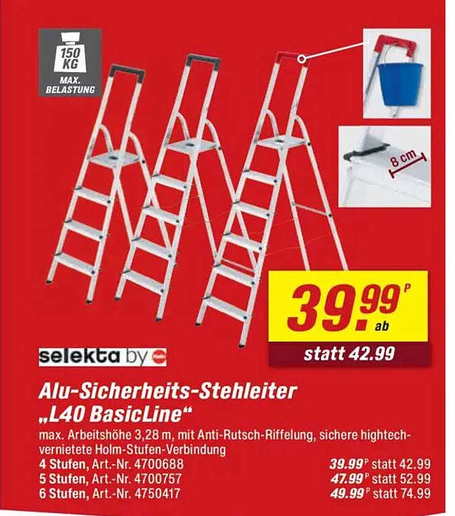 Alu-Sicherheits-Stehleiter „L40 BasicLine“