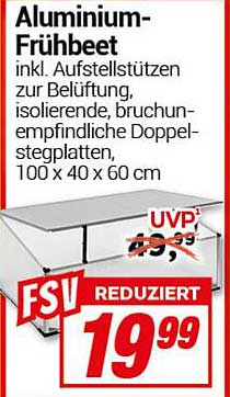 Aluminium-Frühbeet inkl. Aufstellstützen zur Belüftung, isolierende, bruchunempfindliche Doppelstegplatten, 100 x 40 x 60 cm