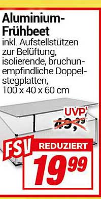 Aluminium-Frühbeet inkl. Aufstellstützen zur Belüftung