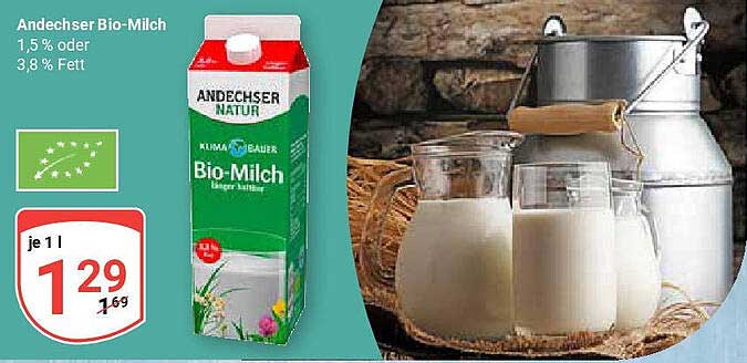 Andechser Bio-Milch 1,5 % oder 3,8 % Fett