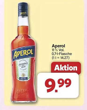 Aperol 11% Vol. 0,7-l-Flasche