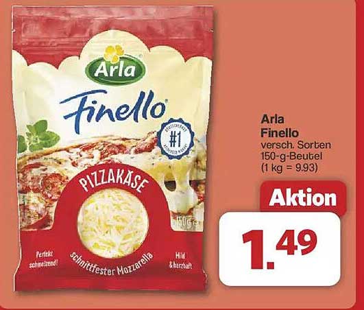 Arla Finello Pizzakäse 150-g-Beutel