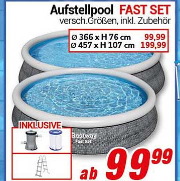 Aufstellpool FAST SET – versch. Größen, inkl. Zubehör