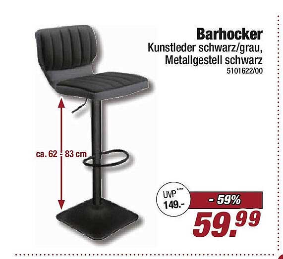 Barhocker Kunstleder schwarz/grau, Metallgestell schwarz