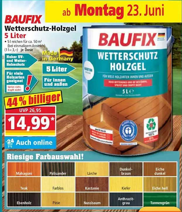 BAUFIX Wetterschutz-Holzgel 5 Liter