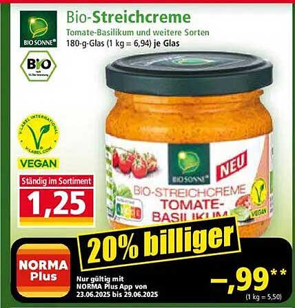 Bio-Streichcreme Tomate-Basilikum von BIO SONNE