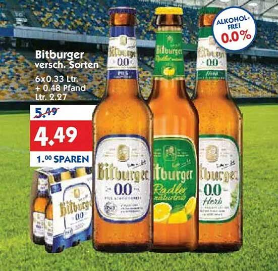 Bitburger alkoholfrei 6x0,33 Ltr. – Verschiedene Sorten