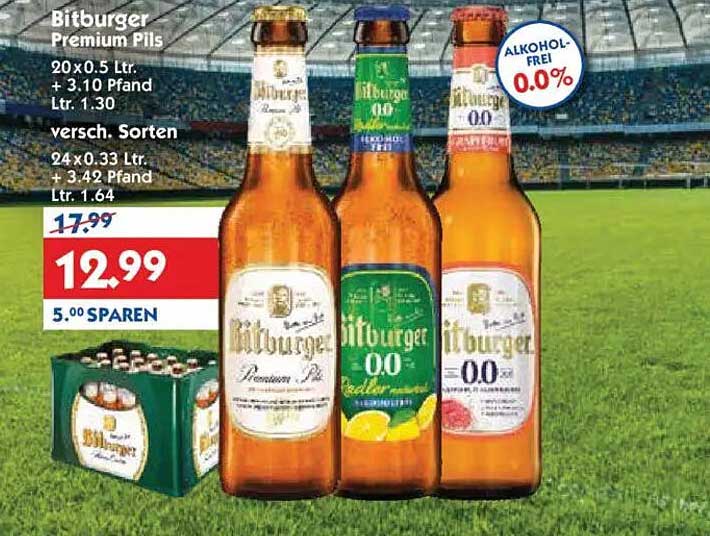 Bitburger Premium Pils 20 x 0,5 Ltr. & 24 x 0,33 Ltr. - Versch. Sorten