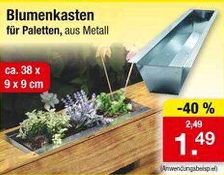 Blumenkasten für Paletten, aus Metall