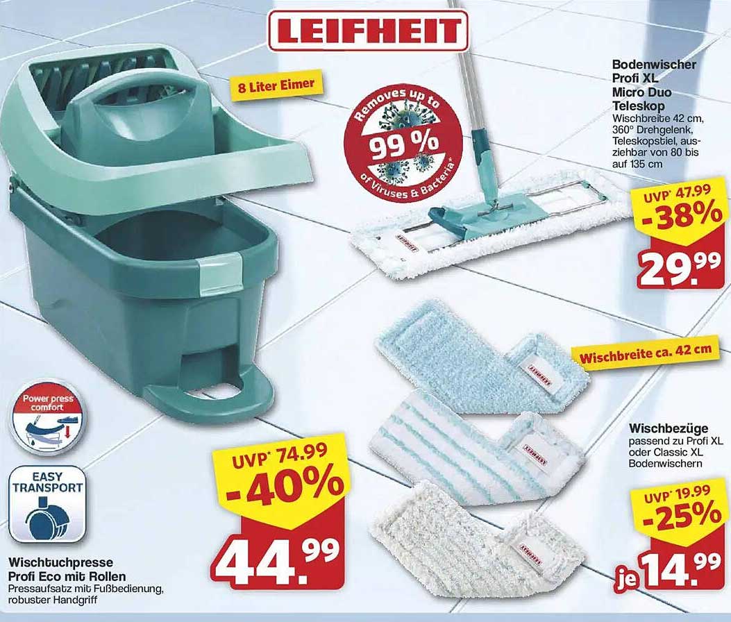 Bodenwischer Profi XL Micro Duo Teleskop