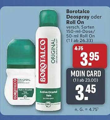 Borotalco Deospray oder Roll On 150 ml/50 ml