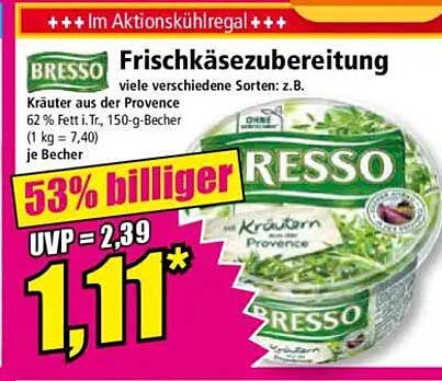BRESSO Frischkäsezubereitung mit Kräutern aus der Provence