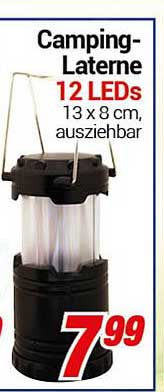 Camping-Laterne 12 LEDs, 13 x 8 cm, ausziehbar