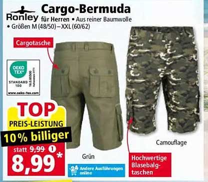Cargo-Bermuda für Herren von Ronley – Aus reiner Baumwolle