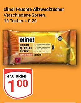 clino! Feuchte Allzwecktücher - Verschiedene Sorten, 50 Stück