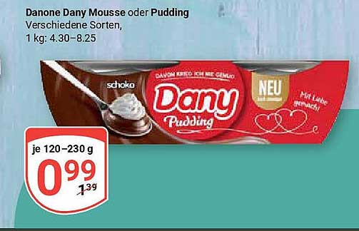 Danone Dany Mousse oder Pudding - 120-230 g