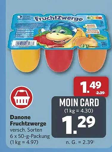 Danone Fruchtzwerge, verschiedene Sorten 6 x 50-g-Packung
