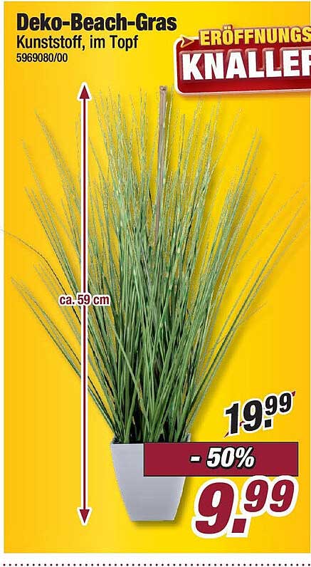 Deko-Beach-Gras Kunststoff, im Topf
