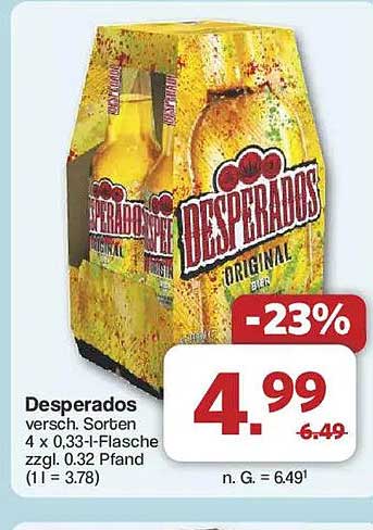Desperados 4 x 0,33-l-Flasche