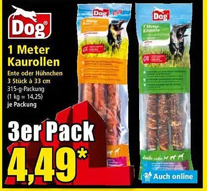 Dog Kaurollen 3er Pack – Ente oder Hühnchen