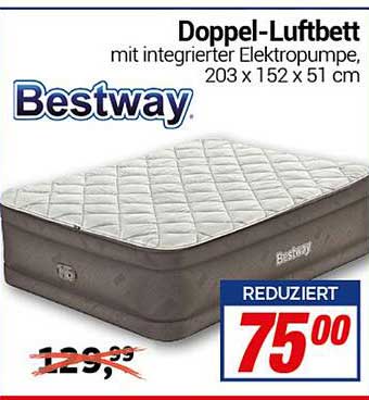 Doppel-Luftbett mit integrierter Elektropumpe, 203 x 152 x 51 cm
