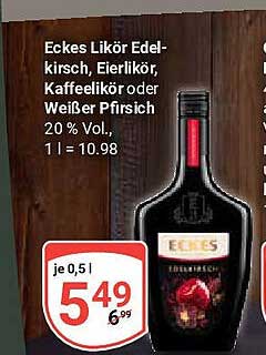 Eckes Likör Edel-Kirsch, Eierlikör, Kaffeelikör oder Weißer Pfirsich