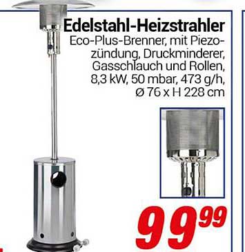 Edelstahl-Heizstrahler Eco-Plus-Brenner