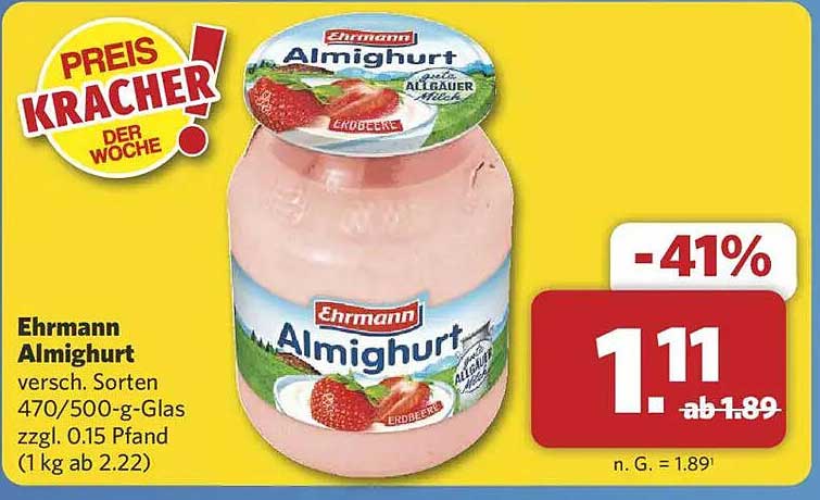 Ehrmann Almighurt Erdbeere 470/500 g
